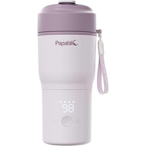 Papablic Portable Bottle Warmer – Fast Heating Baby Bottle Warmer on The Go with Sterilization, Wide Mouth & Smart Temperature Control, Car & Outdoor Feeding, Spodumene Purple