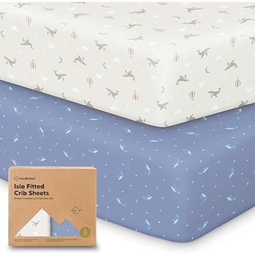 2-Pack Crib Sheets for Boys, Girls - Viscose Derived from Bamboo Fitted Crib Sheet, Baby Crib Sheets Neutral, Crib Mattress Sheet, Toddler Bed Sheets, Baby Sheets for Crib Fitted Sheets (Marine Muse)