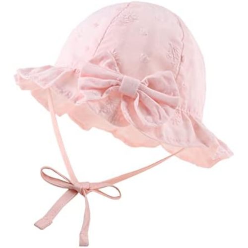 JANGANNSA Bow Baby Girls Summer Hat Flower Toddler Girls Sun Hat Cotton Breathable Infant Hat