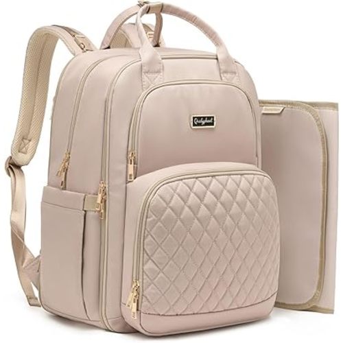 Diaper Bag Backpack - Extra Large Diaper Bag for 2 Kids Twins (Expandable 30L-38L) - Cute Travel Baby Backpack with Changing Pad for mens women (Quilted, Water Resistant)
