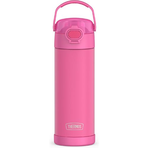 THERMOS FUNTAINER 16 Ounce Stainless Steel Vacuum Insulated Bottle with Wide Spout Lid, Neon Pink