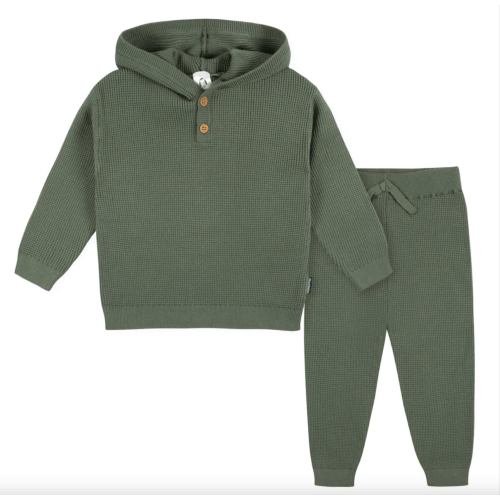 2-Piece Infant and Toddler Boys Olive Green Sweater Knit Set - 18 M