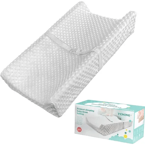 YENING Baby Diaper Changing Pad for Dresser Top with Cover Waterproof Lining Foam Contoured Changing Table Pads Topper 31" x 16" Grey