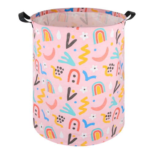 19.7x15.7 In Large Laundry Basket, Waterproof Canvas Laundry Hamper, Collapsible Storage Basket Bin for Kids Room, Toy Organizer, Nursery Hamper, Clothes Hamper, Gray Stripes