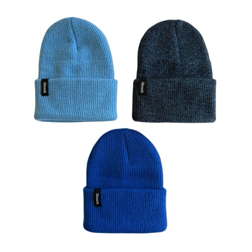 Light Blue, Cove, & Royal Blue Knit Cuff Beanie Bundle