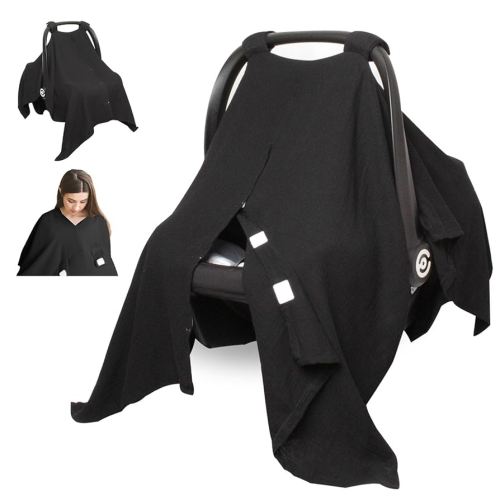 Baby Car Seat Cover Muslin Infant Carseat Canopy, Peekaboo Opening Car Seat Covers, Unisex Large Universal Fit Lightweight Breathable Newborn Breastfeeding Nursing Covers