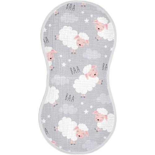 MCHIVER Dreams Sheep Animal Baby Burp Cloths Cotton Baby Washcloths Super Soft Absorbent Burping Rags for Baby Girl Boy Baby Burp Cloth 1 Pack