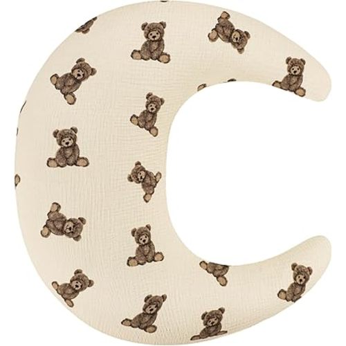 SWESEN Muslin Nursing Pillow Cover, Soft Removable Cover for Breastfeeding Pillows, Pillow Slipcover for Baby Boys and Girls, Comfortable & Breathable, Bear, Washable (Only Cover)