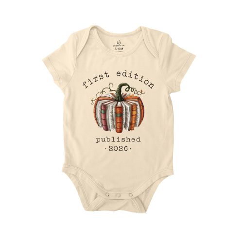First Edition Onesie, Baby Shower Gift, Baby Announcement, Book Lover Gift, Librarian Baby Gift, Fall Book Pumpkin Baby, Newborn Onesie