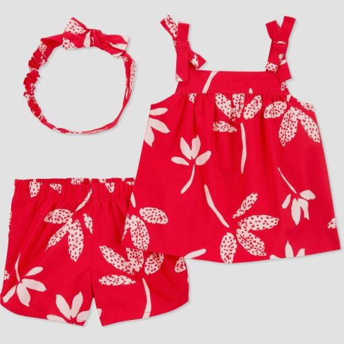 Carter's Just One You® Baby Floral Top & Bottom Set with Headband - Red, Size: 6M