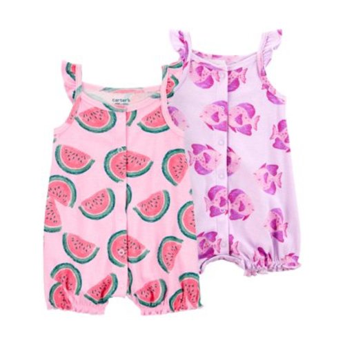 Carter's Child of Mine Baby Girl Romper, 2-Pack, Sizes 0/3-24 Months