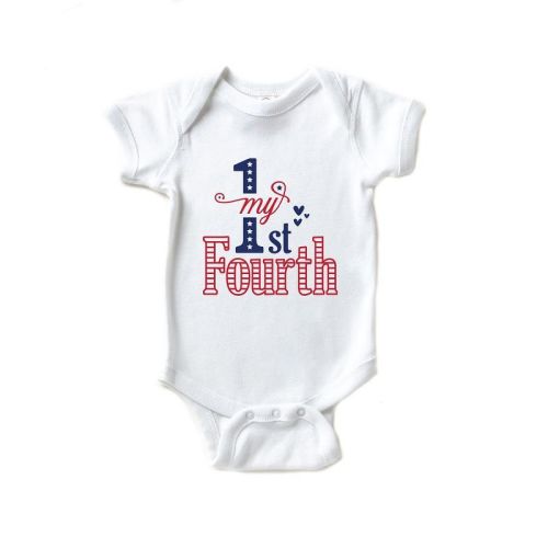The Juniper Shop My First Fourth Of July Colorful Baby Bodysuit - Newborn - Natural