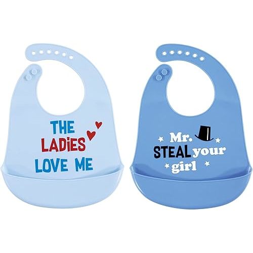 Hudson Baby Unisex Baby Silicone Bibs, Mr Steal Your Girl, One Size