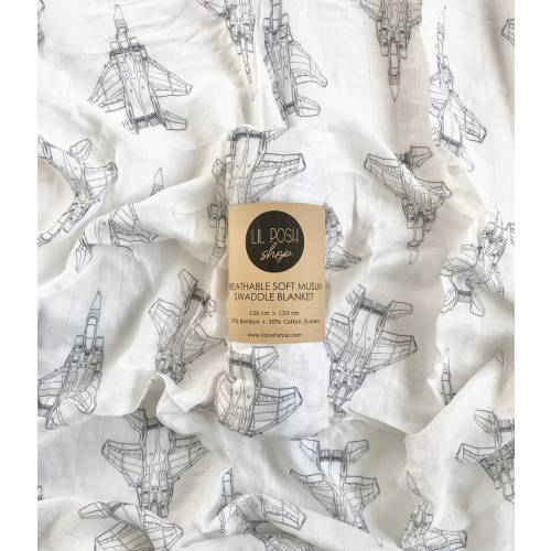 F-15C Blueprint Fighter Jet Muslin Swaddle/Blanket
