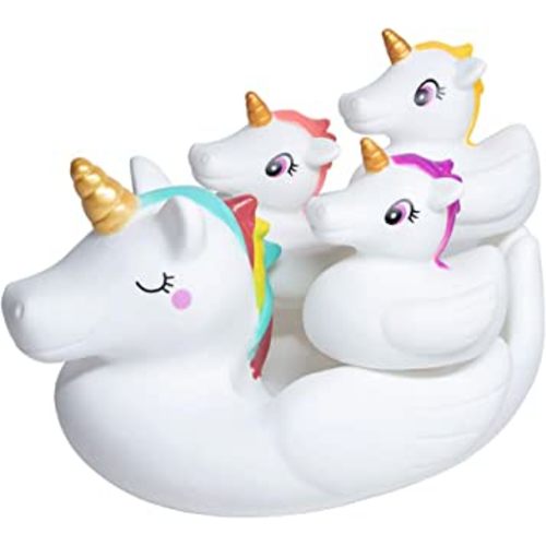 Baby Bath Toys Cute Unicorn Spray Toys Bathroom Rubber Floating Bathtub Squirt Toys for Toddlers infants 6-12 months Girl Ideal Gifts Value Pack 4pcs Set
