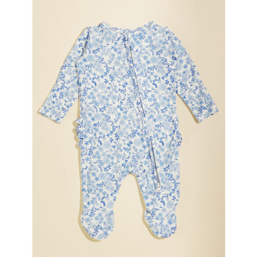 Calico Ruffle Footie in Blue | Tullabee