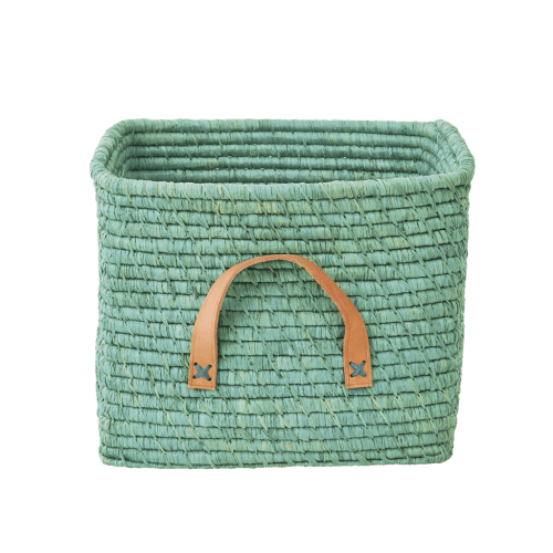 Square Raffia Basket - Mint – Rice By Rice