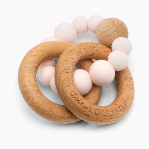 Loulou Lollipop Bubble Silicone & Wood Teething Rattle - Pink