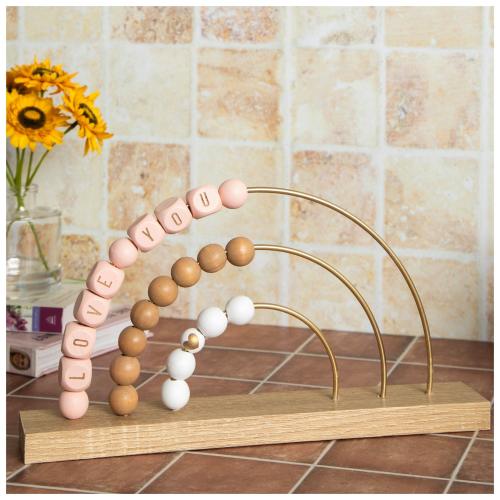 Love You Beaded Rainbow Wood Decor