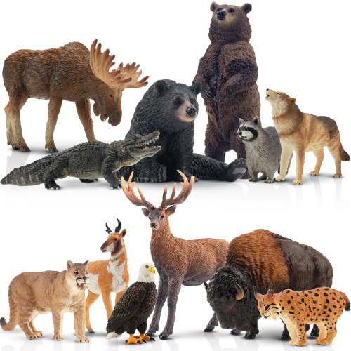 Toymany, Forest Animal Cake Toppers, 12 Ct, Realistic Safari Figurines