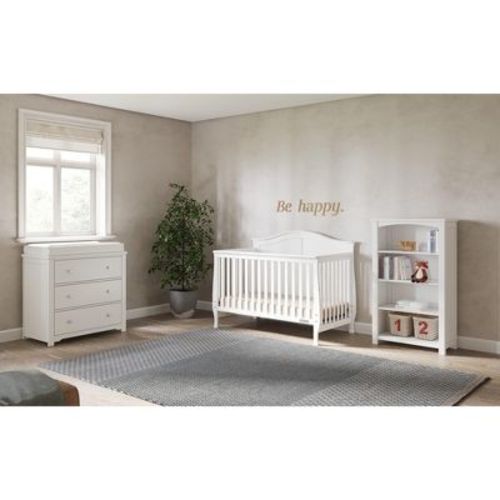 Child Craft Camden Crib, Dresser, And Bookcase Nursery Set, 3-piece, Includes 4-in-1 Convertible Crib, 3 Drawer Dresser, And Bookcase (matte White)