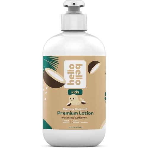 Hello Bello Kids Premium Lotion, Gentle Hypoallergenic Vegan Formula to Nourish and Moisturize, Creamy Coconut Scented, 16 Fl Oz