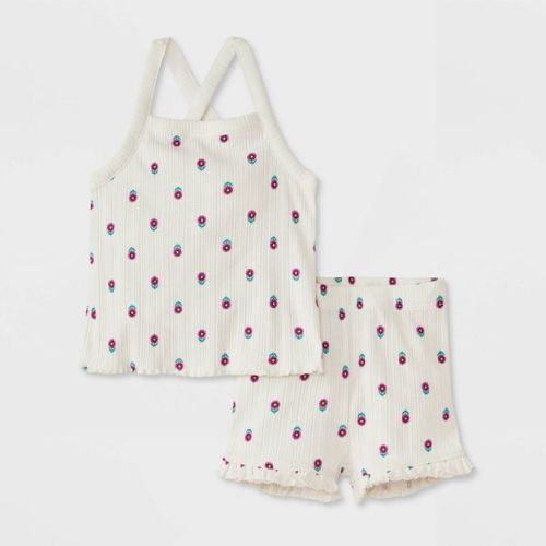 Baby Girls' Top & Bottom Set - Cat & Jack™ White 0-3M