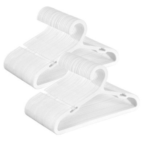 100-Pack Kids Clothes Hangers, 11 x 6.1 Inch Plastic Children Hangers, Space-Saving Non-Slip Design for Toddler & Baby Clothes, Cloud White