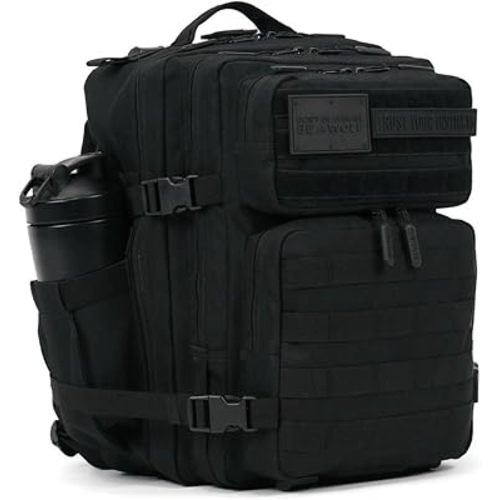 WOLFpak 25L Athletic Gym Backpack - Durable 1000D Waterproof Oxford Material with MOLLE Webbing, Laptop Pocket & Dual Cup Holders, Durable Fitness/Travel/Military Daypack (Nightshade Edition)