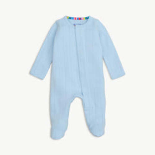 Love Lines Blue Pointelle Magnetic Footie | The Little Lane Shop