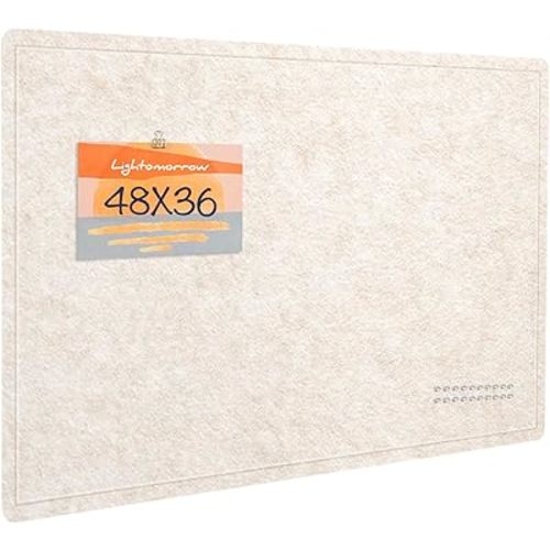 Large Bulletin Board - 48 x 36 Inches, Decorative Felt Pin Board for Wall - 4' x 3' Foldable Photo Display Board with Self-Adhesive Tape, Includes 20 Push Pins - Oatmeal