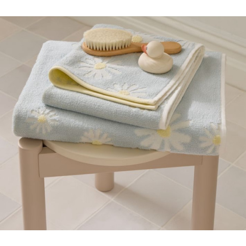 Kids Daisy Carved Hand Towel - Pale Blue