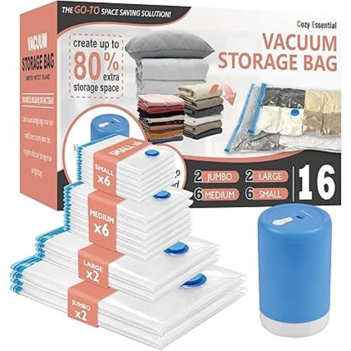 16 Pack Space Saver Storage Bags with Electric Air Pump