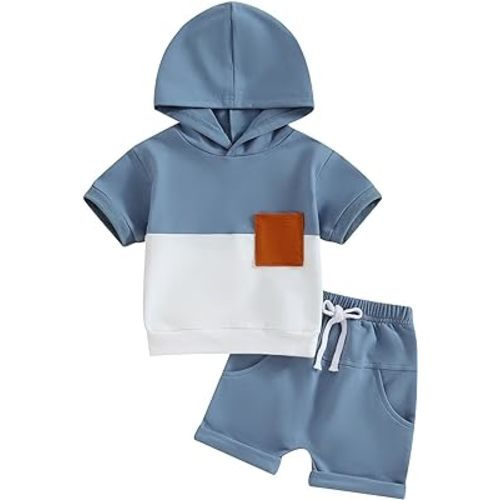 TheFound Toddler Boys Summer 2pcs Clothes Sets Hooded Tank Top Striped Shorts Cute Newborn Baby Boy Coming Home Outfit