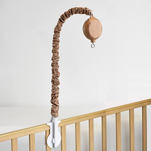 HLEEDUO Baby Mobile arm with Music Box Spinner, Imitation Wood 35 lullabies Crib Mobile Motor ,Volume Control,26 inches Crib Mobile arm Mobile Holder