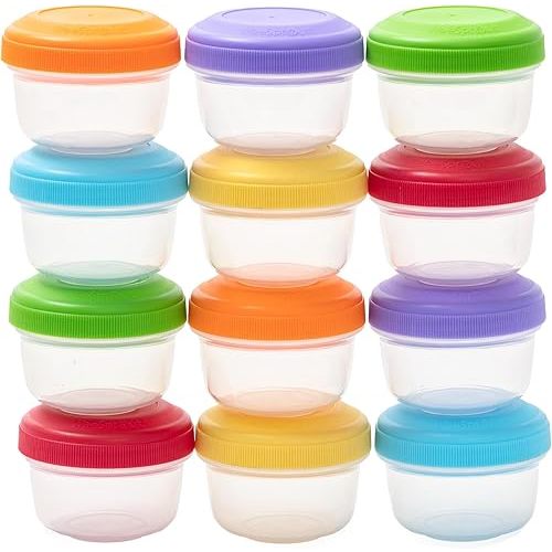 WeeSprout Baby Food Containers - Small 4 oz Containers with Lids, Leakproof & Airtight, Freezer Safe, Dishwasher Safe, Thick Food Grade Plastic, Set of 12 Baby Food Storage Containers + Color Options