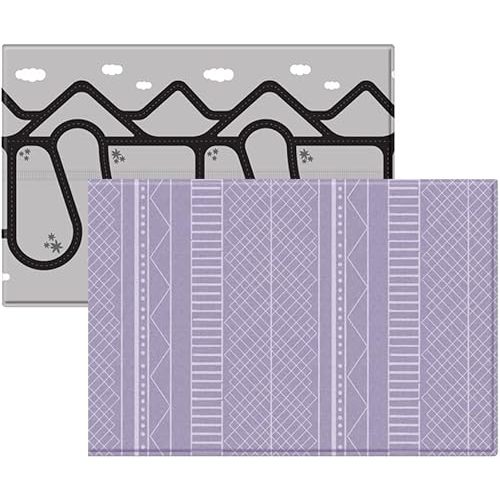 Ruggish Cali Play Rug 4.8 x 7.0 ft - Soft Cushion Reversible Baby Kids Playmat + Interactive Play Map + Waterproof (Lavender)