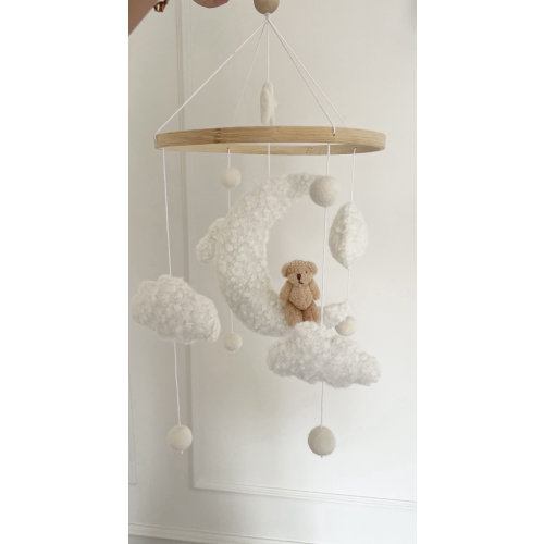 ABOVE THE CLOUDS cot mobile only, boucle cloud mobile, neutral nursery, baby mobile, nursery mobile, crib mobile, nursery decoration