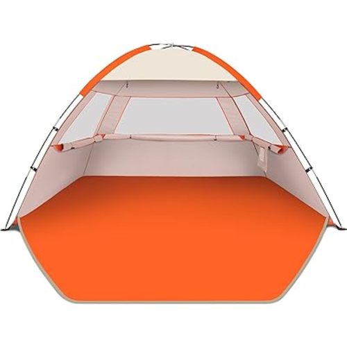 Gorich Beach Tent Sun Shelter for 3/4/6/8/10 Person with UPF 50＋ UV Protection, Lightweight & Easy Setup Beach Shade Canopy, Portable Beach Shade Tent Beach Cabana