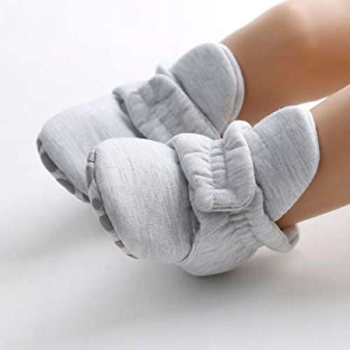 HsdsBebe Unisex Newborn Baby Cotton Booties Non-Slip Sole for Toddler Boys Girls Infant Winter Warm Fleece Cozy Socks Shoes