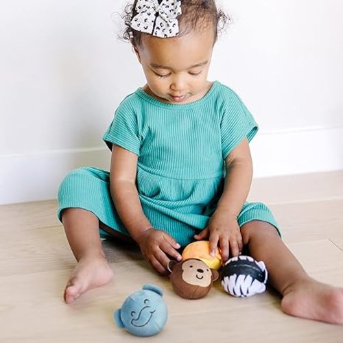 Melissa & Doug Rollables Safari and Farm Friends Infant and Toddler Toy 2-Pack