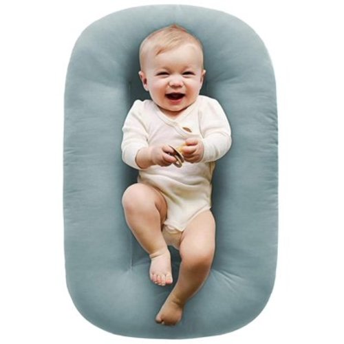 2025 New Baby Lounger, Soft Organic Cotton Breathable Snuggle Lounger for Newborn (Blue,29.5x19.3in)
