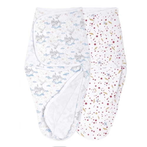 aden + anais Essentials x Harry Potter Wrap Swaddles, Cotton, Harry Potter Messenger, Unisex, Newborn, 0-3 M, 2-Pack