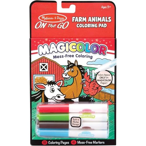 Melissa & Doug On The Go Magicolor Coloring Pad: Farm Animals - 18 Pages, 4 Markers