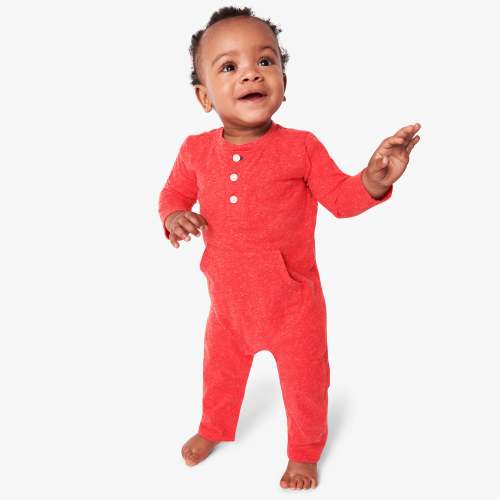 Baby heathered henley romper | Primary.com