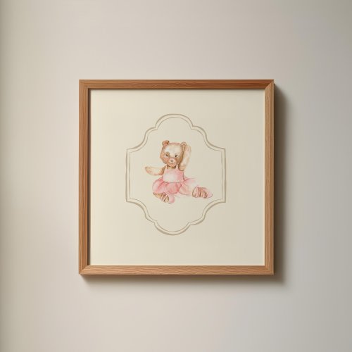 Ballet Bear Square Print, INSTANT Digital Downloadable Wall Art, Trendy Decor, illustration, Living Room Art, Nursery Decor