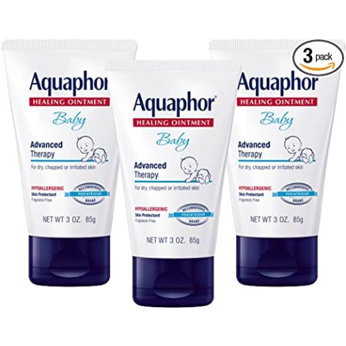 Aquaphor Baby Healing Ointment, Advanced Therapy for Chapped Cheeks and Diaper Rash, 3 Ounce (Pack of 3)