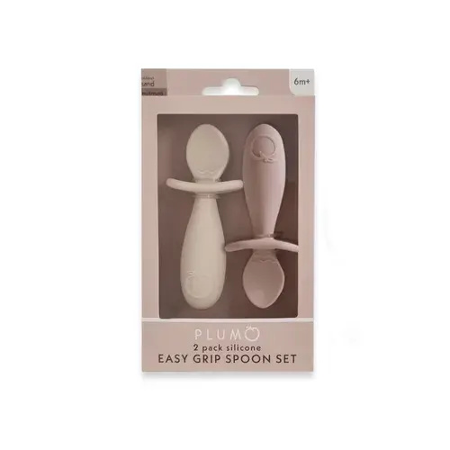 Plum Easy Grip Spoon Set Sand/Nutmeg | Baby Bunting AU