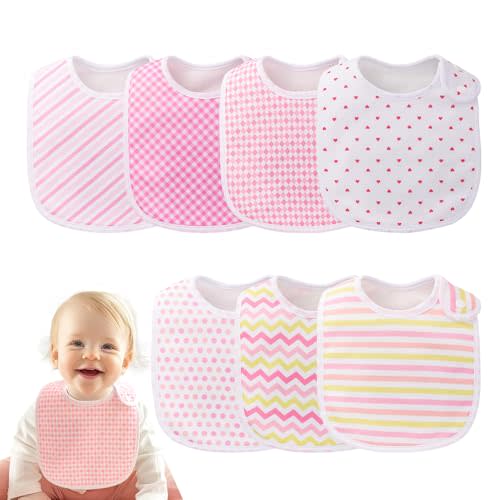 lazyrhino Pack of 7,Baby Bibs,Unisex,Soft and Absorbent,Adjustable,Easy to Use