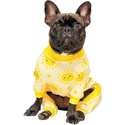 Spark Paws Dog Pajama, Ultra-Soft and 4-Way Stretch, Recovery-Suit PJ Onesie for Small, Medium and Large Breeds - Sunshine - XL